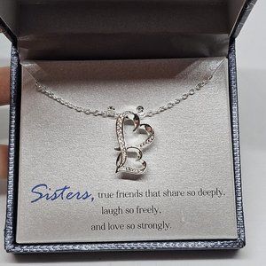 LArocks Silver Expressions Sisters Pendant Necklace Clear Crystal Silver Plated